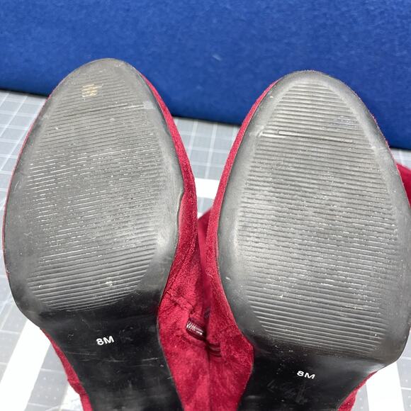 Impo Stretch Olita Scarlet Red Faux Suede Riding Boots Size 8M 4” Heel Zipper - Picture 8 of 10